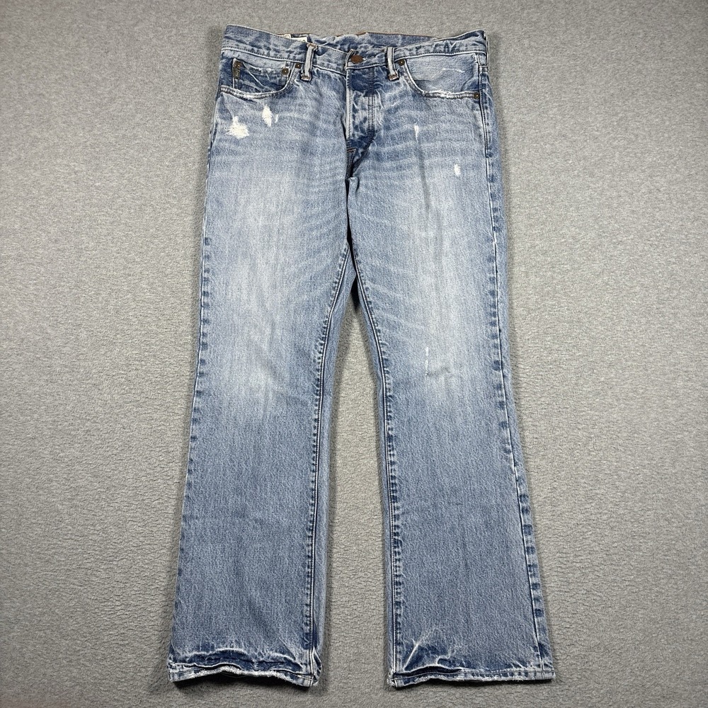 Vtg Y2K Abercrombie Fitch Baxter Low Rise Slim Bootcut Distressed Jeans 34x30
